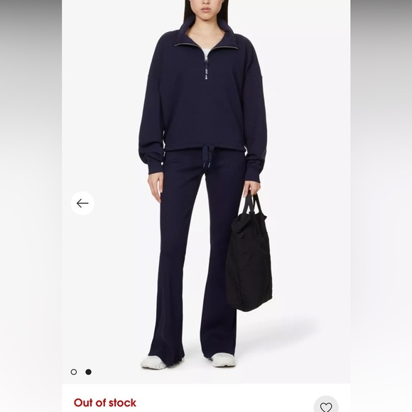 Lorna Jane Quarter Zip Ribbed Funnel Neck Top French Navy NWT $117 - Picture 5 of 8